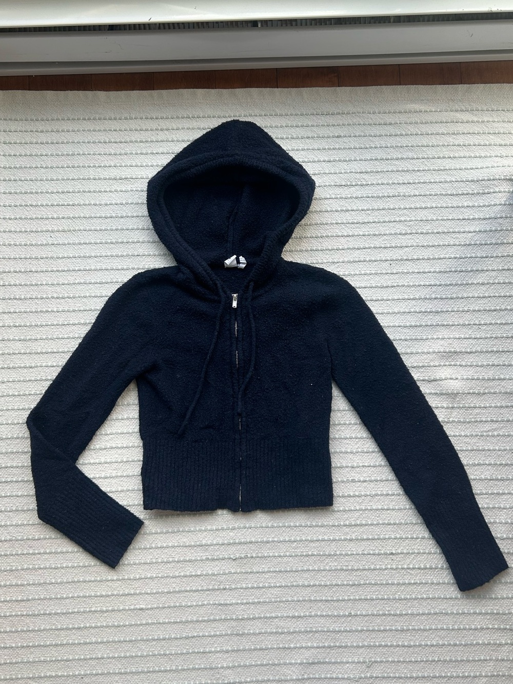 Simons Navy Hooded Zip Sweater